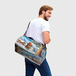 Сумки спортивные Совушка в шапочке лепит снеговика, цвет: 3D-принт — фото 2