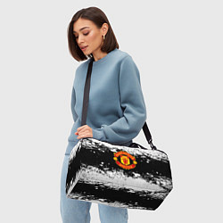 Сумки спортивные Манчестер Юнайтед черно белые краски лого, цвет: 3D-принт — фото 2