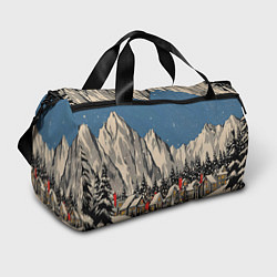 Сумки спортивные Небольшой новогодний город в горах, цвет: 3D-принт