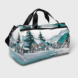Сумки спортивные Дома и елки - Новый год, цвет: 3D-принт