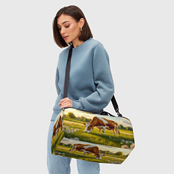 Сумки спортивные Корова в лучах заката, цвет: 3D-принт — фото 2