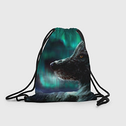 Рюкзак-мешок Волк: северное сияние, цвет: 3D-принт