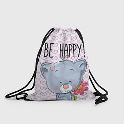 Рюкзак-мешок Cat: Be Happy, цвет: 3D-принт
