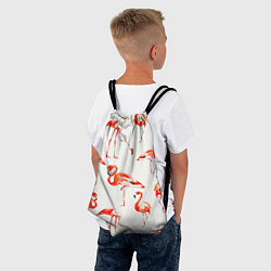 Рюкзак-мешок Оранжевые фламинго, цвет: 3D-принт — фото 2
