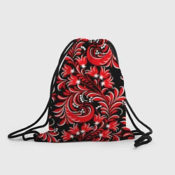 Рюкзак-мешок Хохлома красная, цвет: 3D-принт