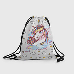 Рюкзак-мешок Единорог на облаках, цвет: 3D-принт