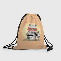 Рюкзак-мешок Raccoon Love Coffee, цвет: 3D-принт
