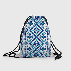 Рюкзак-мешок Орнамент Руси: синий, цвет: 3D-принт