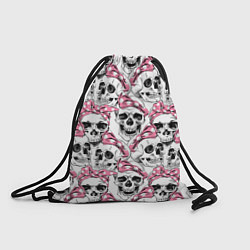 Рюкзак-мешок Черепа в розовых платках, цвет: 3D-принт