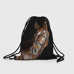 Рюкзак-мешок Гнедая лошадь в збруе, цвет: 3D-принт