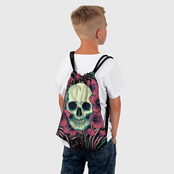 Рюкзак-мешок Череп в цветах, цвет: 3D-принт — фото 2