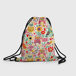 Рюкзак-мешок Красочные совы и цветы, цвет: 3D-принт