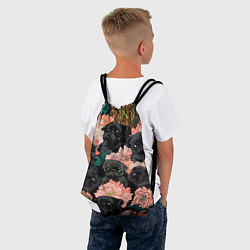 Рюкзак-мешок Мопсы и Цветы, цвет: 3D-принт — фото 2