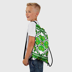 Рюкзак-мешок Славянский Узор Зеленый, цвет: 3D-принт — фото 2