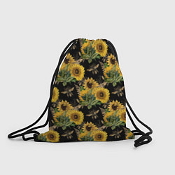 Рюкзак-мешок Fashion Sunflowers and bees, цвет: 3D-принт