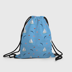 Рюкзак-мешок Море, дельфины, парусник, цвет: 3D-принт