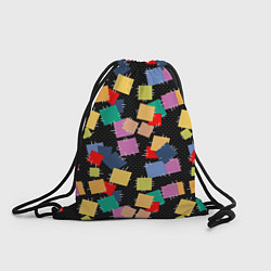 Рюкзак-мешок Заплатки на черном фоне, цвет: 3D-принт