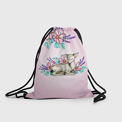 Рюкзак-мешок Олененок в цветах, цвет: 3D-принт