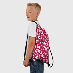 Рюкзак-мешок Бело-красный цветочный, цвет: 3D-принт — фото 2