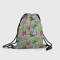 Рюкзак-мешок Акварельные фрезии - фон киви, цвет: 3D-принт