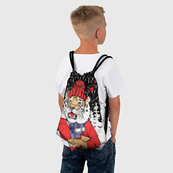 Рюкзак-мешок Тигр в красном, цвет: 3D-принт — фото 2