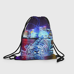 Рюкзак-мешок Плывущий неоновый тигр, цвет: 3D-принт
