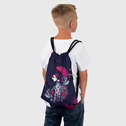 Рюкзак-мешок ДЕВУШКА В КИМОНО И ПТИЦАМИ, цвет: 3D-принт — фото 2