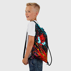 Рюкзак-мешок Cyberpunk 2077 Цветные брызги, цвет: 3D-принт — фото 2