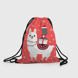 Рюкзак-мешок Лама Новый год, цвет: 3D-принт