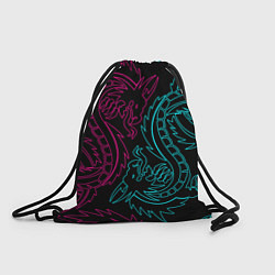 Рюкзак-мешок НЕОНОВЫЕ ДРАКОНЫ NEON DRAGON, цвет: 3D-принт