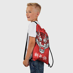 Рюкзак-мешок Красный тигр - дракон, цвет: 3D-принт — фото 2