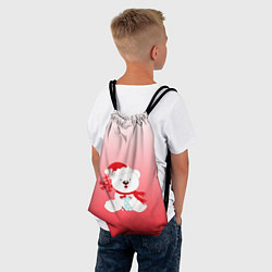 Рюкзак-мешок Белый мишка с подарком, цвет: 3D-принт — фото 2