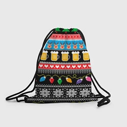 Рюкзак-мешок Новогодний пивной узор, цвет: 3D-принт
