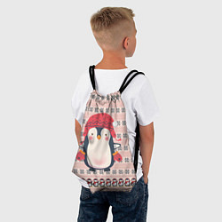 Рюкзак-мешок Милый пингвин в шапочке и варежках, цвет: 3D-принт — фото 2