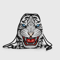 Рюкзак-мешок БЕЛЫЙ ТИГР СИМВОЛ НОВОГО ГОДА 2022 WHITE TIGER, цвет: 3D-принт