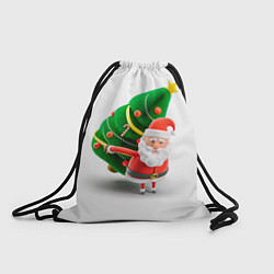 Рюкзак-мешок Дед мороз с елкой, цвет: 3D-принт