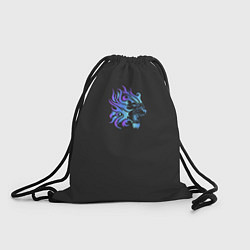 Рюкзак-мешок Лев в синем пламени neon theme, цвет: 3D-принт