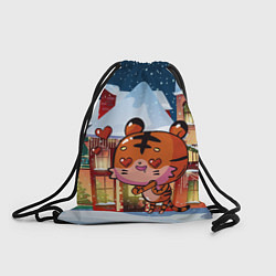 Рюкзак-мешок Влюбленный новогодний тигренок, цвет: 3D-принт