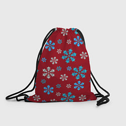 Рюкзак-мешок Снежинки Черепа красный, цвет: 3D-принт