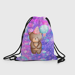 Рюкзак-мешок День Рождения - Медвежонок с шариками, цвет: 3D-принт