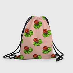 Рюкзак-мешок Божья коровка и клевер на розовом, цвет: 3D-принт