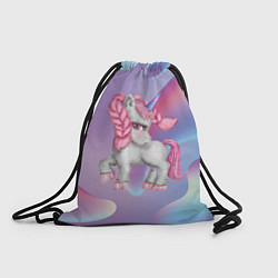 Рюкзак-мешок Розовый единорог на абстрактном фоне, цвет: 3D-принт