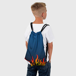 Рюкзак-мешок Пламя огня синий фон, цвет: 3D-принт — фото 2