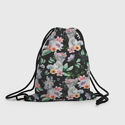 Рюкзак-мешок Котики в цветочках, цвет: 3D-принт