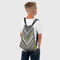 Рюкзак-мешок Абстрактный узор в стиле дудл Желтый, серый и белы, цвет: 3D-принт — фото 2