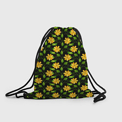 Рюкзак-мешок Желтые цветочки паттерн, цвет: 3D-принт