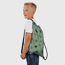 Рюкзак-мешок Цветочки и бабочки на зеленом фоне, цвет: 3D-принт — фото 2