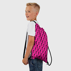 Рюкзак-мешок Розовый фон с черепами паттерн, цвет: 3D-принт — фото 2