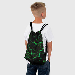 Рюкзак-мешок Абстракция - Черно-зеленый фон - дым, цвет: 3D-принт — фото 2