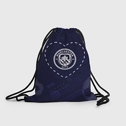 Рюкзак-мешок Лого Manchester City в сердечке на фоне мячей, цвет: 3D-принт